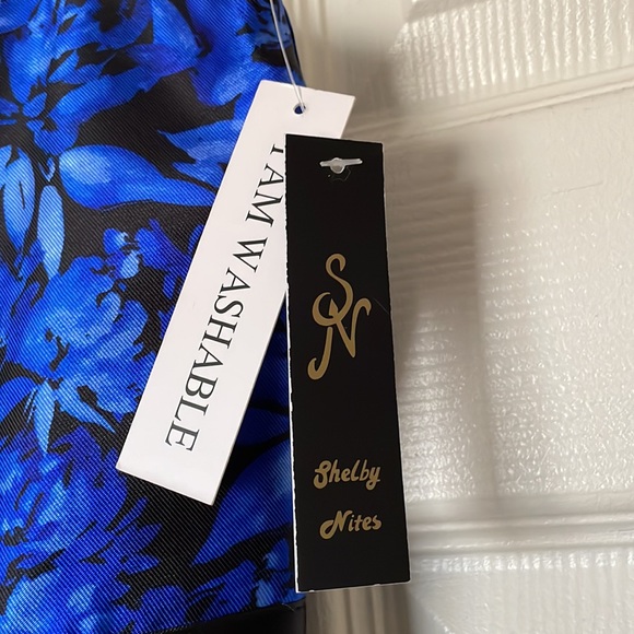 Special Occasion Dress, Blue/Black Flower print. Size 14. New with tags on. - Picture 5 of 6